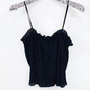 Madewell Nicole Pleated Black Tank Top Medium